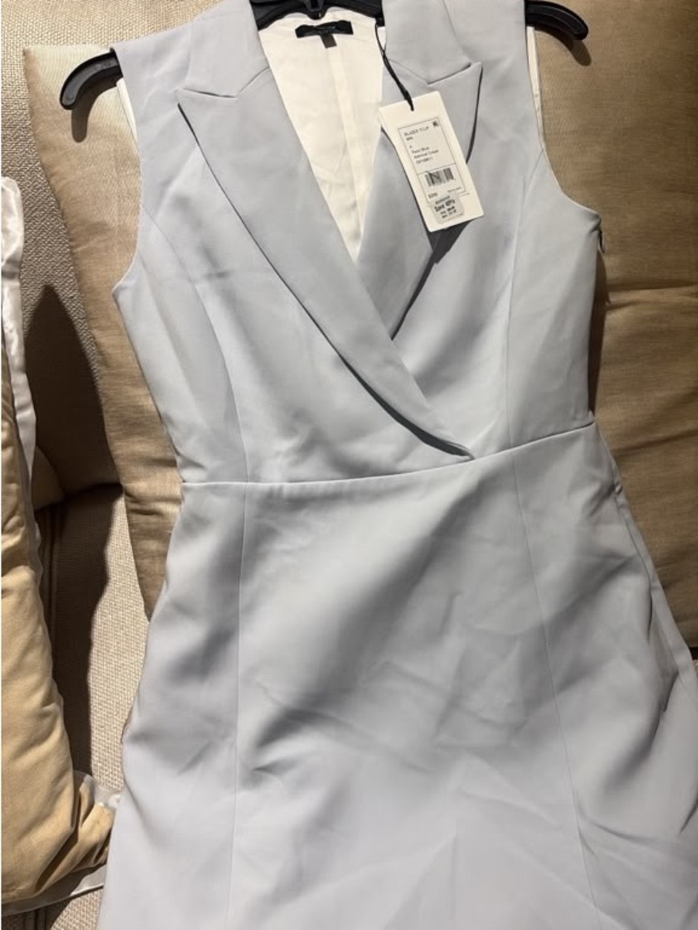 Sleeveless Light Blue Wrap Front Dress